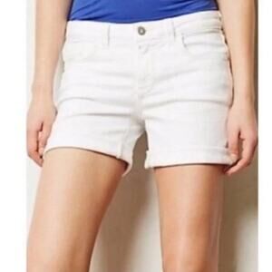 Pilcro and the Letterpress Anthropologie White Denim Shorts, Fit Size No. 27